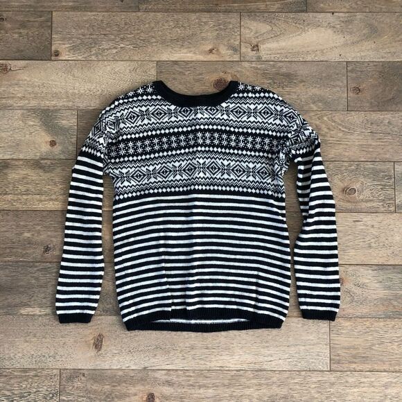 Womens Cream & Navy Fair Isle Sweater XS - Picture 1 of 2
